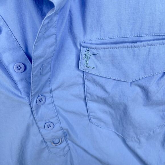 The Good Sir Collection Outdoor Fishing Light Blue Long Sleeve Polo Mens Size XL - Picture 4 of 9